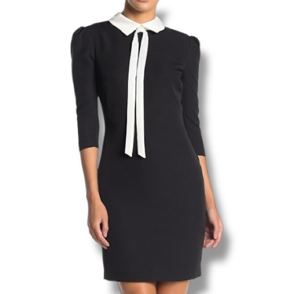 Alexia Admor Black & White Bow Detail Midi Dress sz 6 - Picture 1 of 7